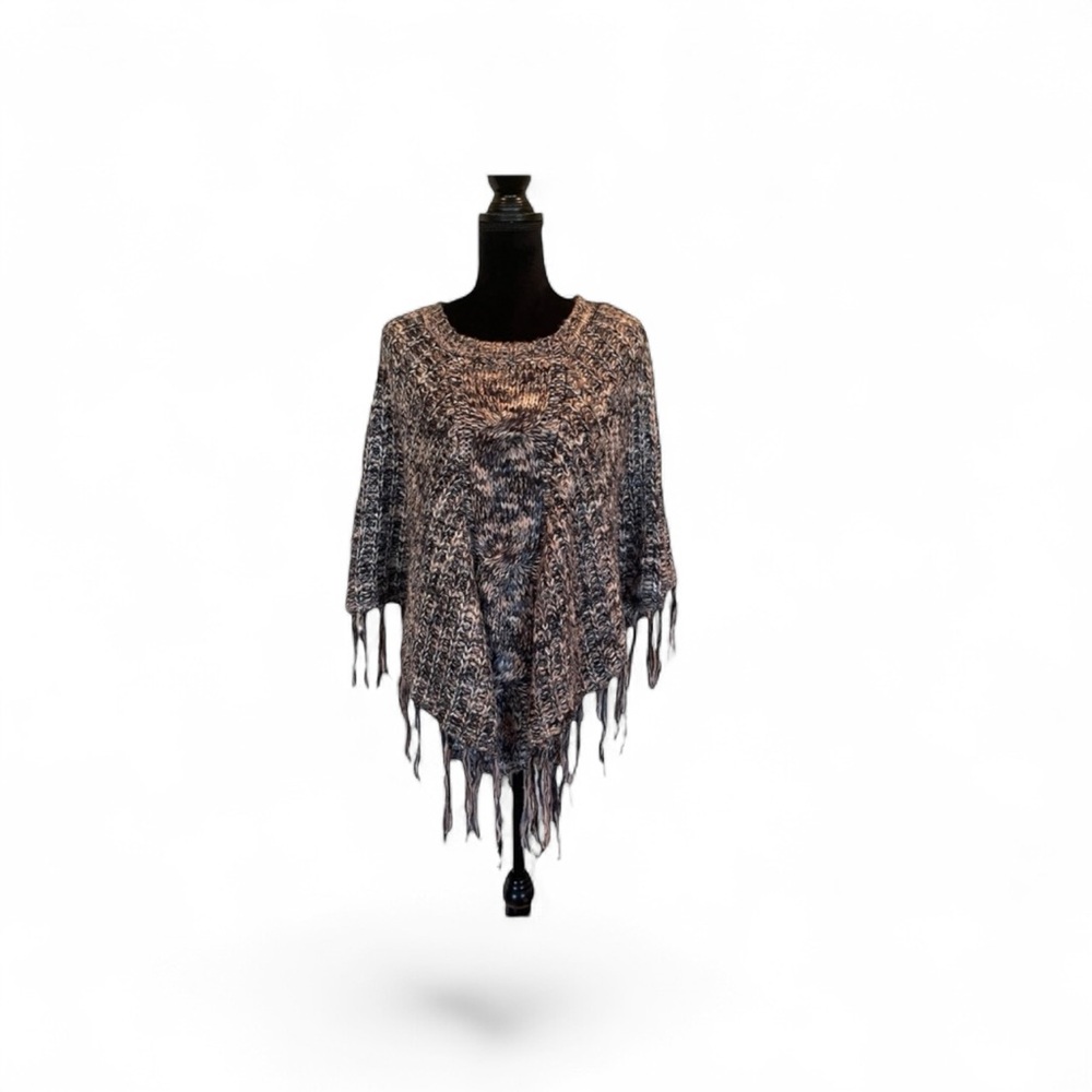 Evidence by any Look knit Ponch sweater pullover with fringe one size fits most